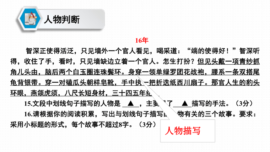 名著阅读人物形象题课件2022年中考语文二轮复习（共20张PPT）