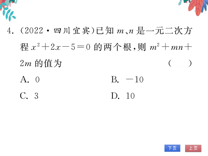 21.2.4 一元二次方程的根与系数的关系 习题课件