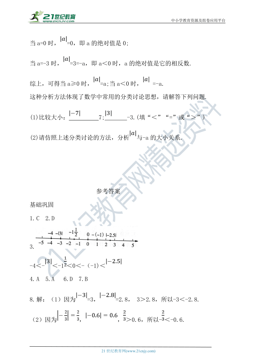 1.2.5 有理数的大小比较课时训练（基础巩固+能力提升）（含答案）