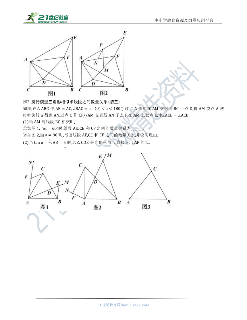 【中考数学几何模型】第十二节：旋转模型250-257（含答案）