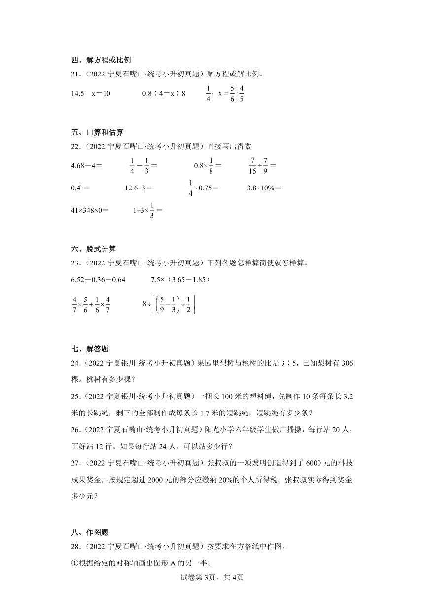 小升初知识点分类汇编（宁夏）-01数与代数（专项练习）2-六年级数学下册人教版（含解析）