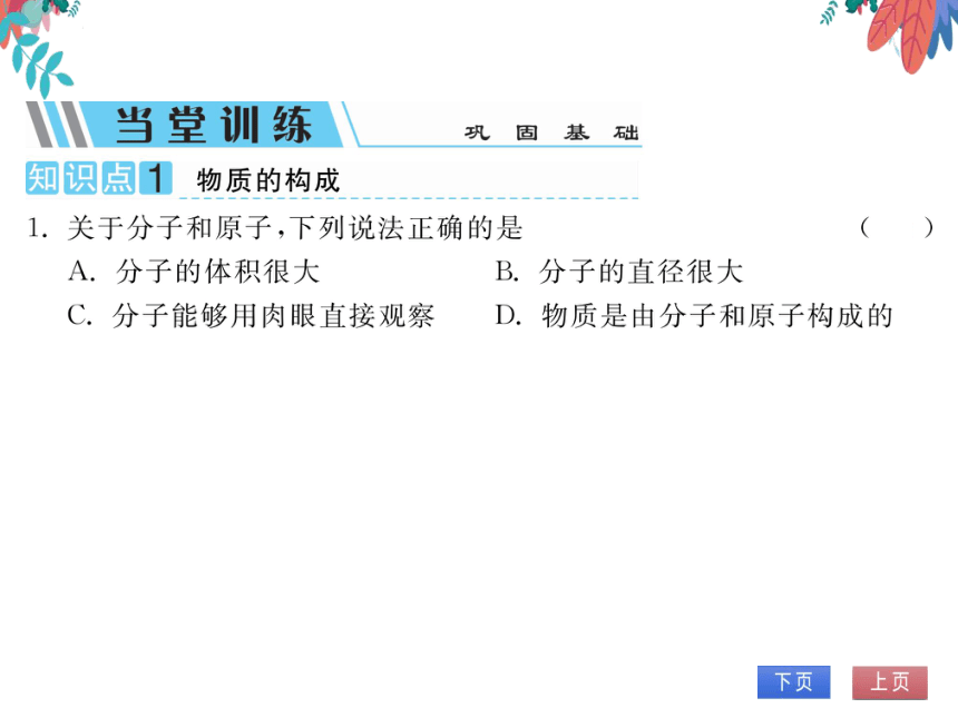 【人教版】物理九年级全册 13.1 分子热运动  习题课件