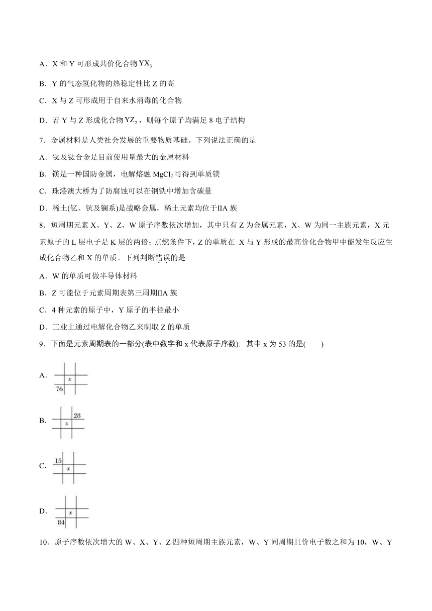 1.2元素周期律和元素周期表——基础巩固2021~2022学年高一化学下学期鲁科版（2019）必修第二册（含答案解析）