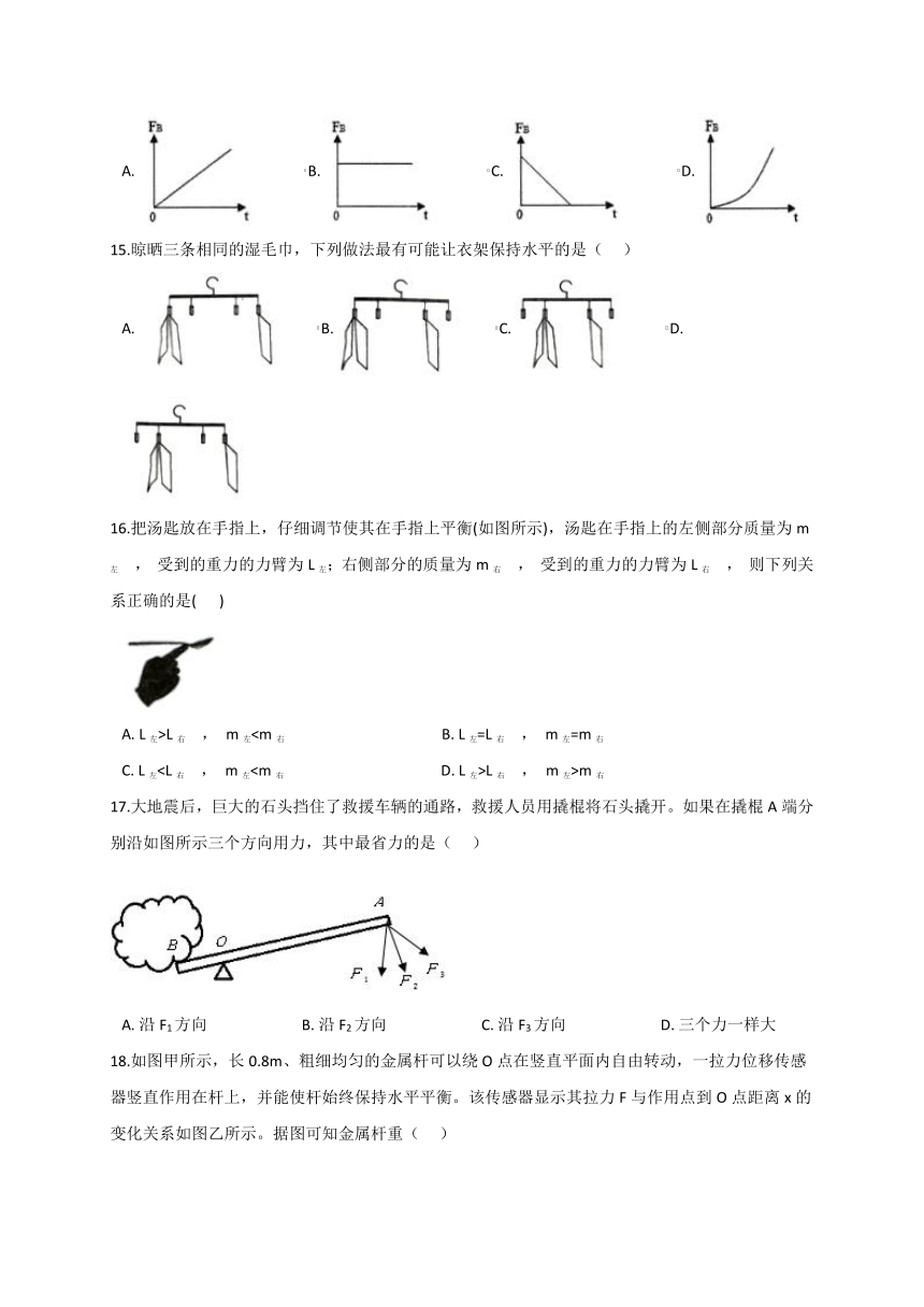 5.1  杠杠—华东师大版九年级科学上册同步测验（含解析）