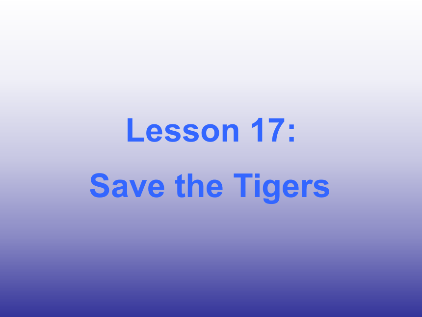 英语八年级下冀教版 Unit 3 Animals Are Our Friends Lesson 17 Save the Tigers 课件(共13张PPT)