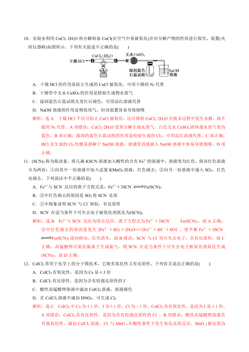 高考化学一轮专题训练15  富集在海水中的元素（解析版）