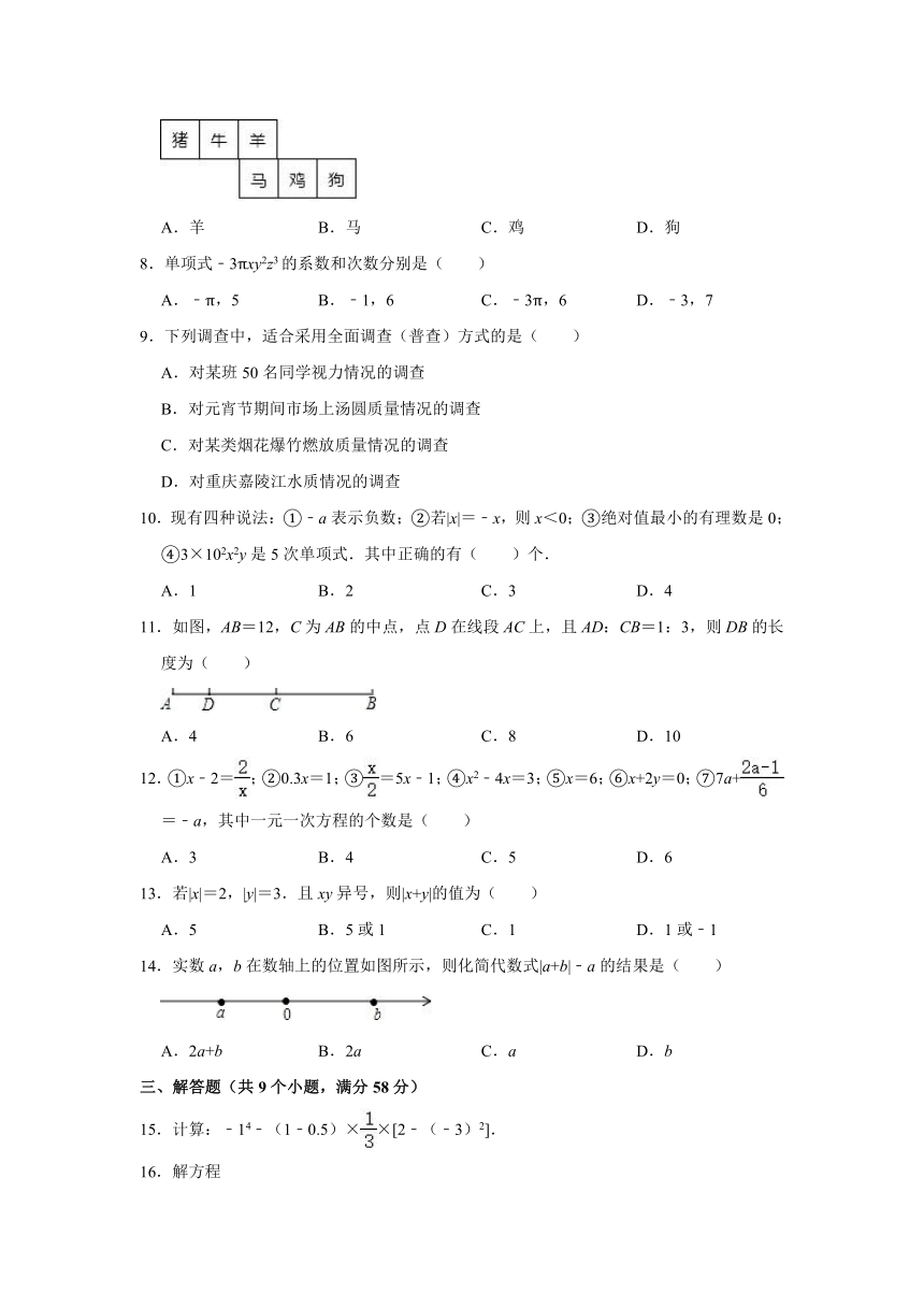 2020-2021学年云南省文山州文山市七年级上学期期末数学试卷 （Word版 含解析）