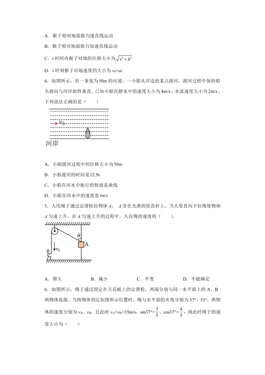 1.2运动的合成与分解 自主提升过关练（word版含答案）