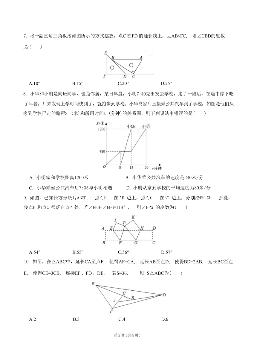 广东省深圳实验学校初中部2023-2024学年第二学期七年级数学期中测试（含答案）