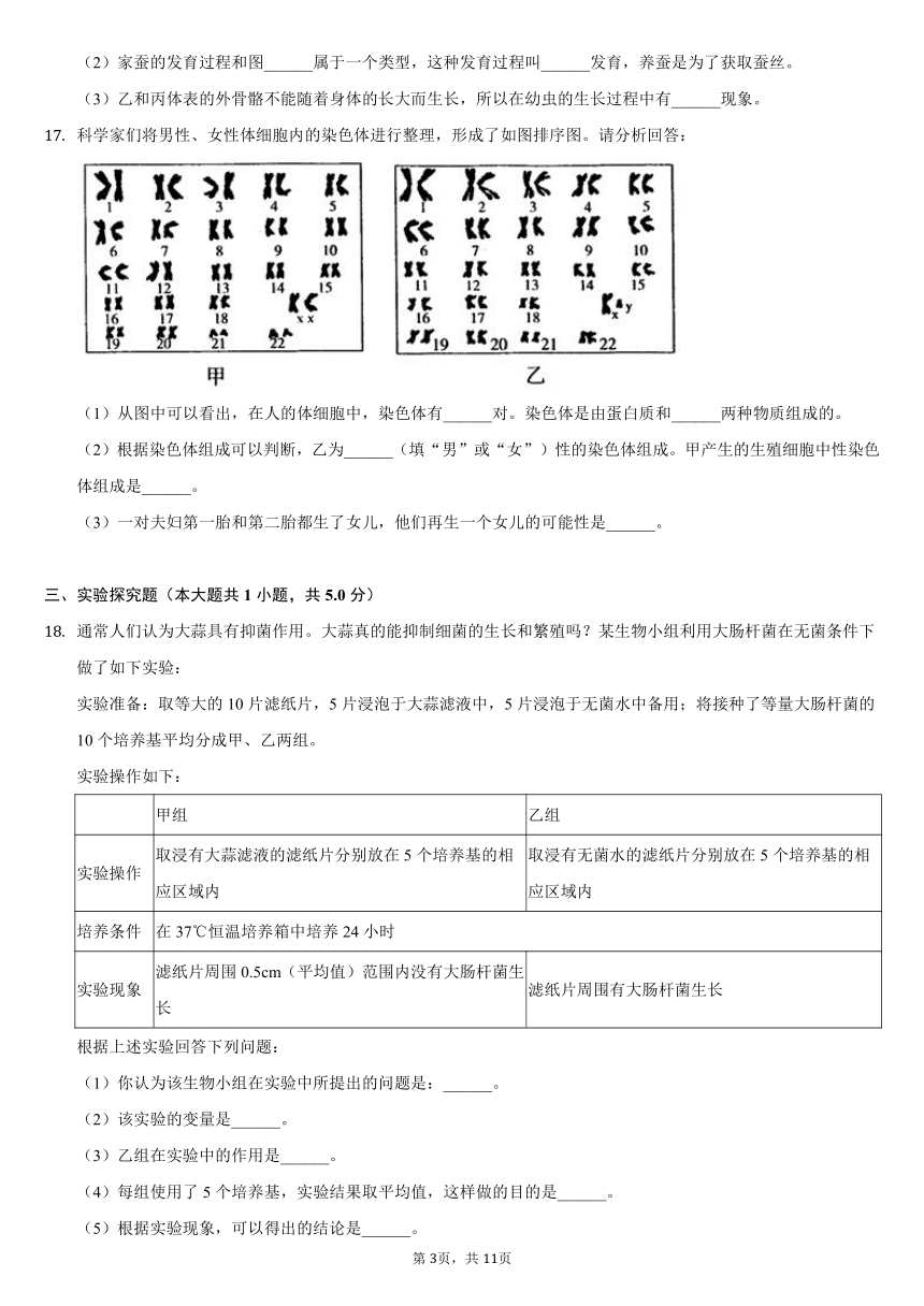 2019-2020学年江西省上饶市鄱阳二中八年级（下）期末生物试卷（word版含解析）