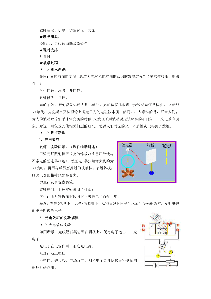 17.2 科学的转折:光的粒子性 教学设计