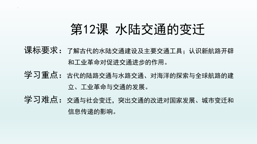 第12课 水陆交通的变迁课件--2021-2022学年高中历史统编版（2019）选择性必修二经济与社会生活(31张 PPT）