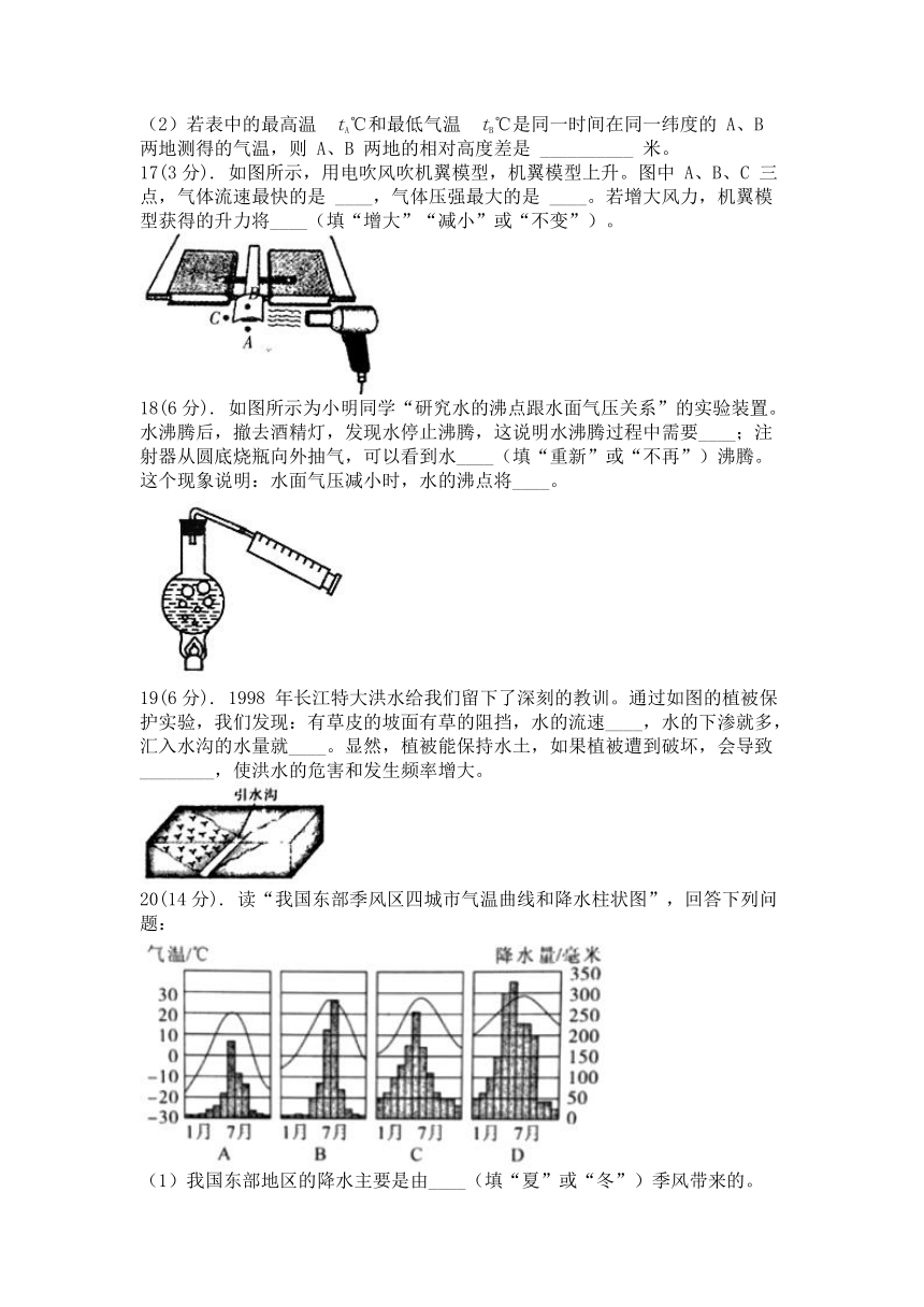 第2章 天气与气候 复习题（含答案）