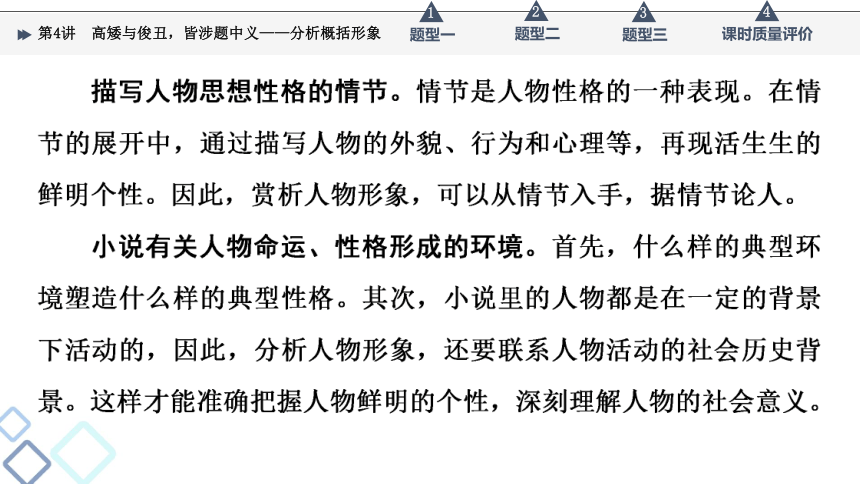 2022届高考二轮复习第2部分 专题1　第4讲　高矮与俊丑，皆涉题中义——分析概括形象（79张PPT）