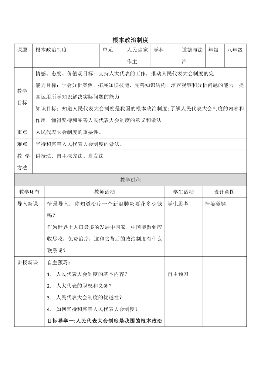 5.1根本政治制度教案（表格式）