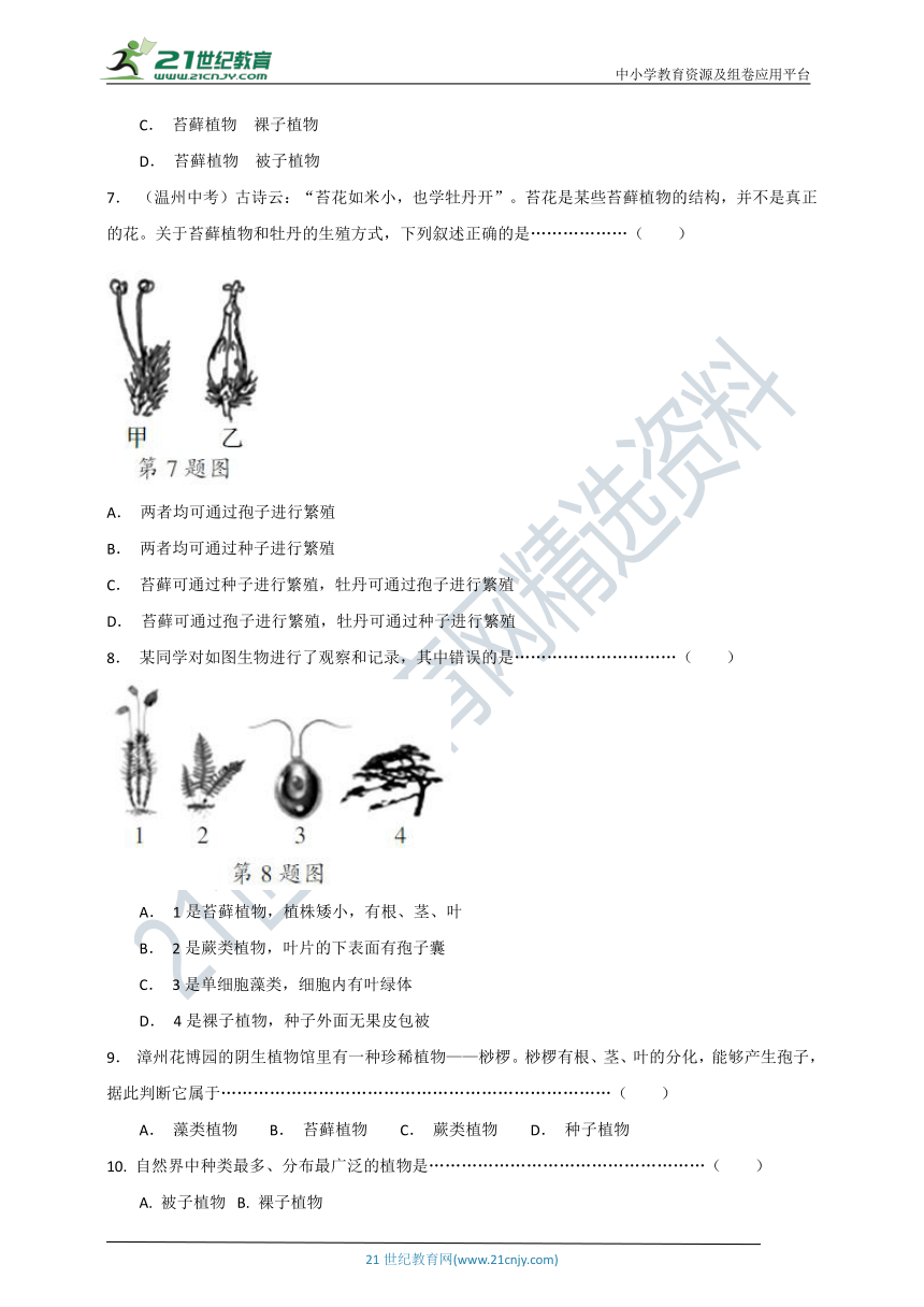 【突破提升卷】2.2植物的主要类群  同步训练（含答案）