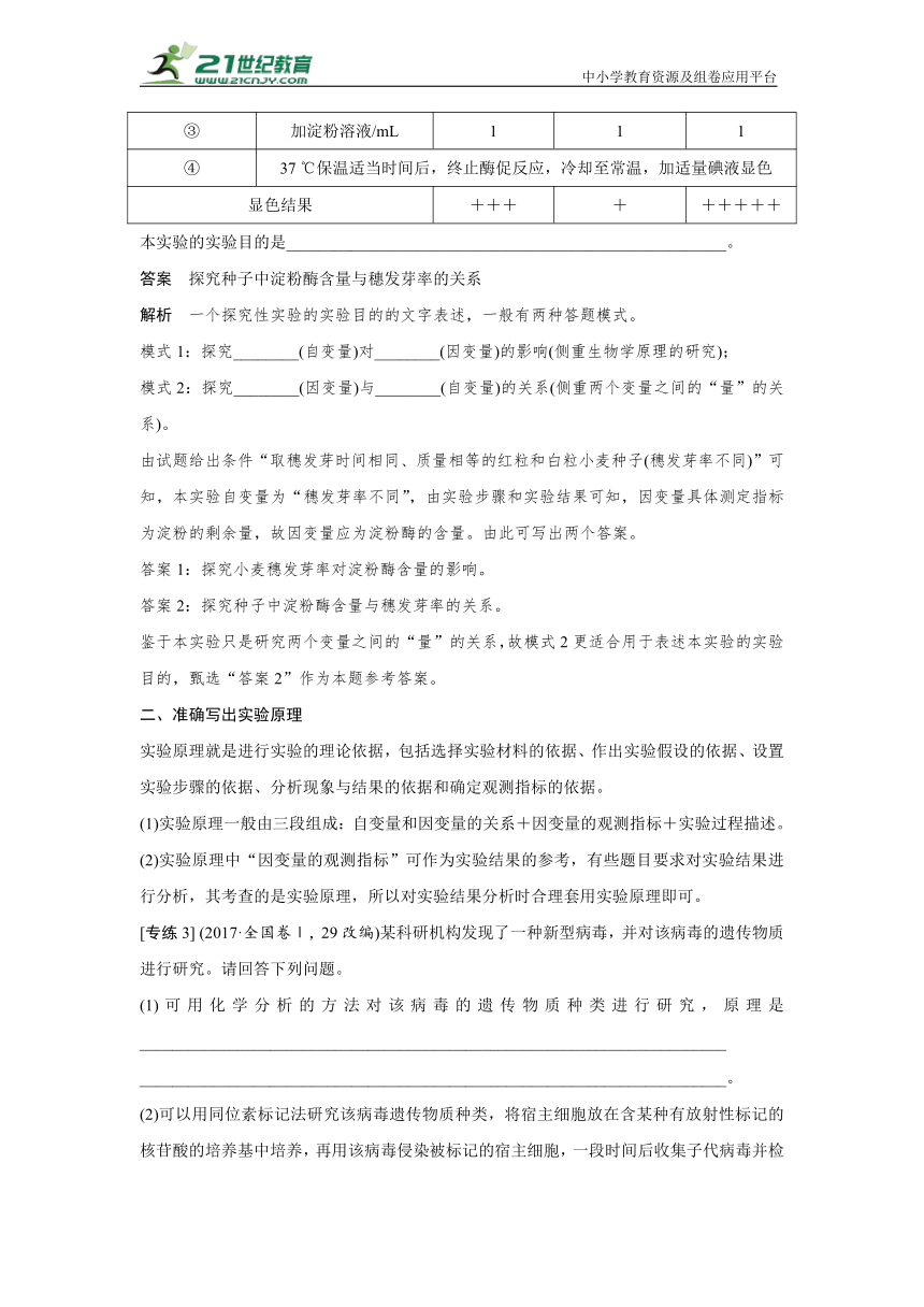 新人教高中生物实验专题讲座3：实验目的、原理和假设