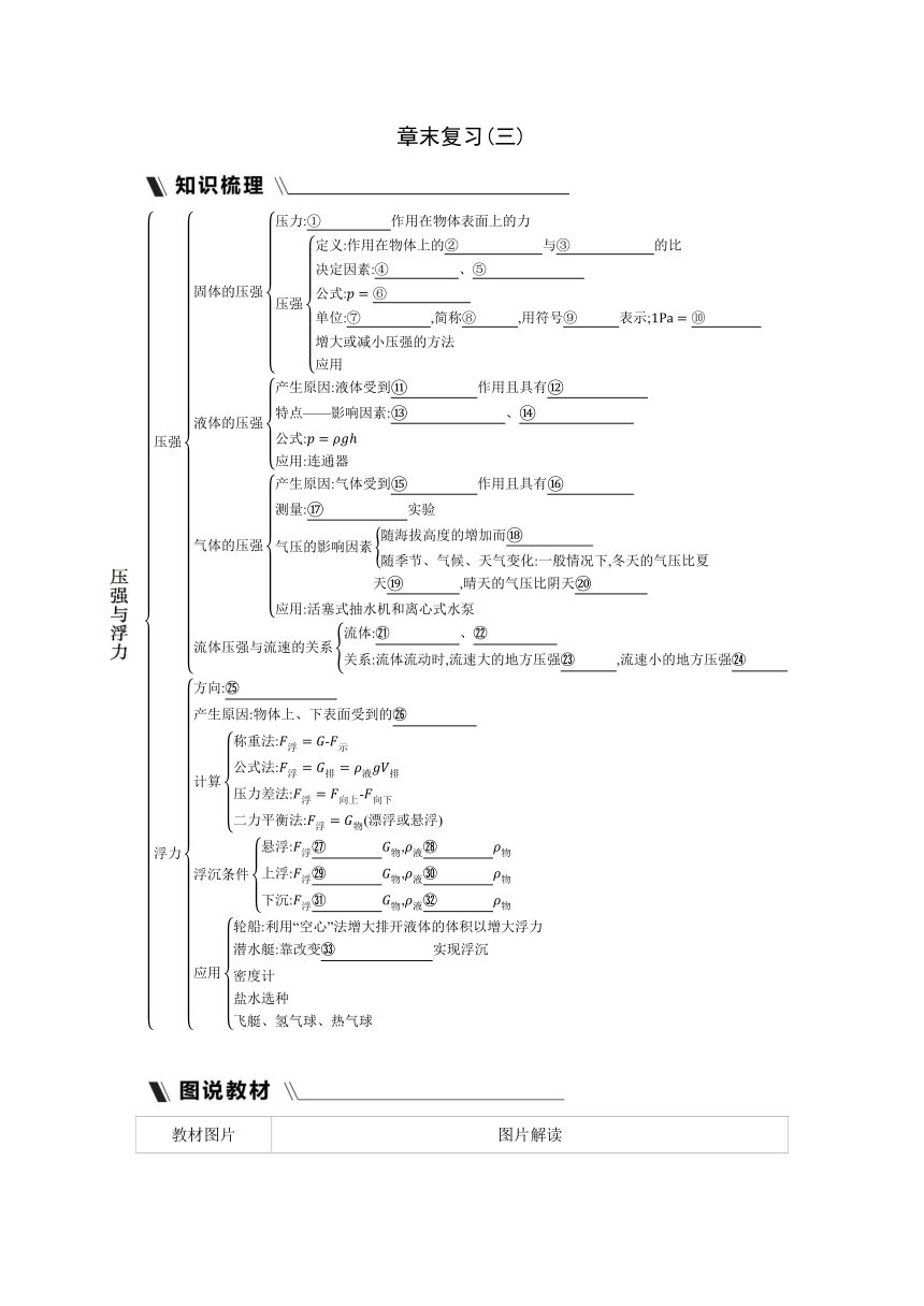 北师大版物理八年级下册课课练：第八章  压强与浮力  章末复习（含答案）