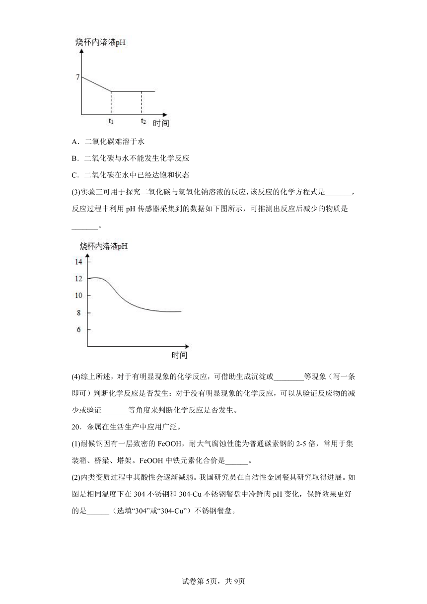 基础实验7溶液的酸碱性同步练习 沪教版化学九年级下册(含答案)