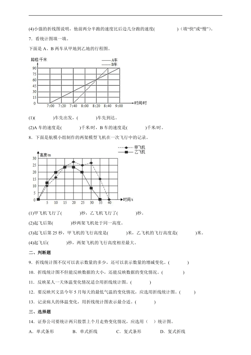 7.1折线统计图-人教版五年级数学下册双减作业设计（含答案）