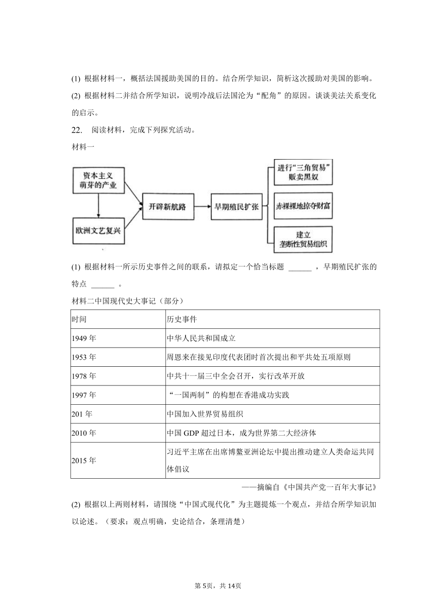 2023年安徽省合肥市高新区中考历史模拟试卷（含解析）