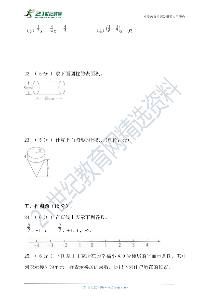 2020-2021学年度第二学期冀教版六年级数学期末检测（含答案）