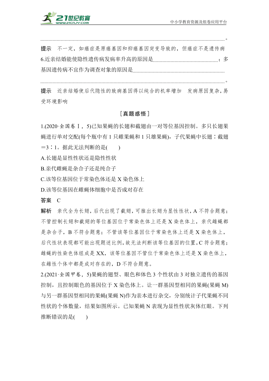 【高考生物二轮复习专题突破学案】专题4 遗传规律和人类遗传病（含答案）