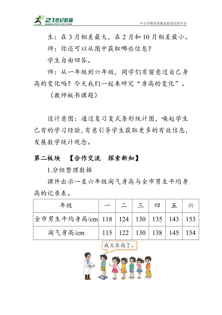 教案《身高的变化》北师大版六年级数学上册