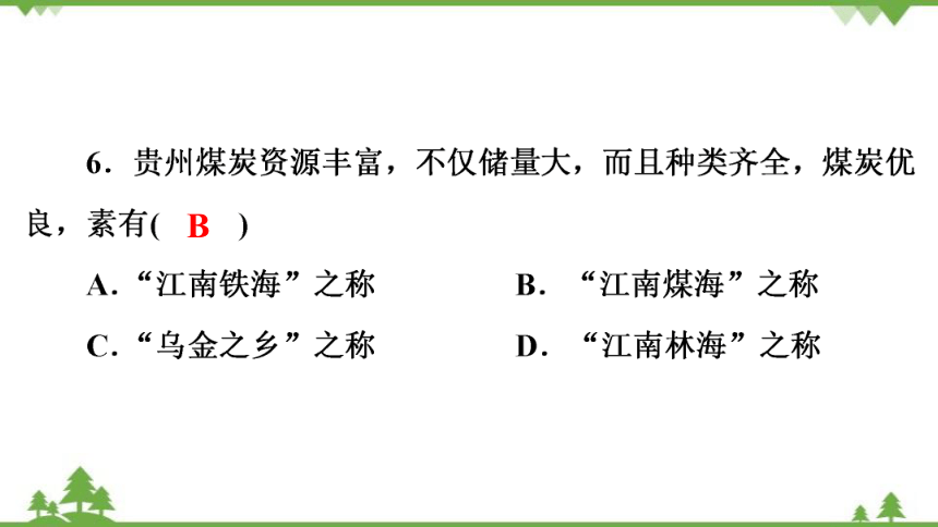 湘教版地理八年级下册 第8章　第4节　贵州省的环境保护与资源利用  习题课件(共35张PPT)