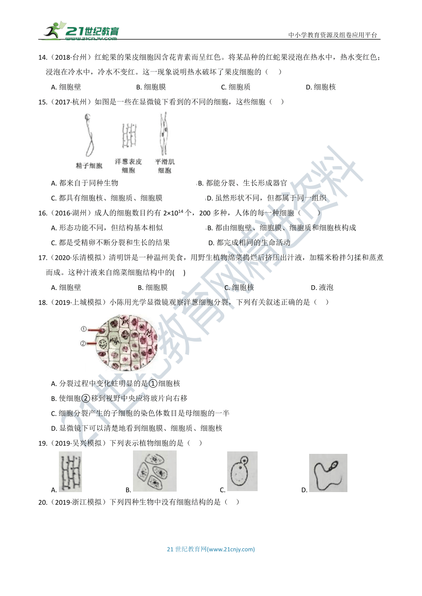 【7年级上册同步重难点集训】05 第二章 1-2节  生物与细胞（含答案）