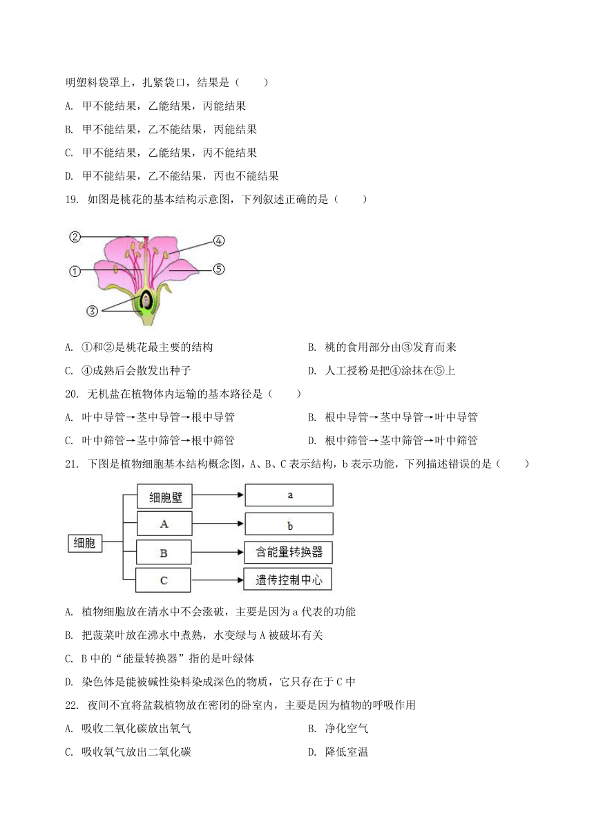 山西省太原市晋源区2022-2023学年七年级（上）生物期末模拟测试（含解析）