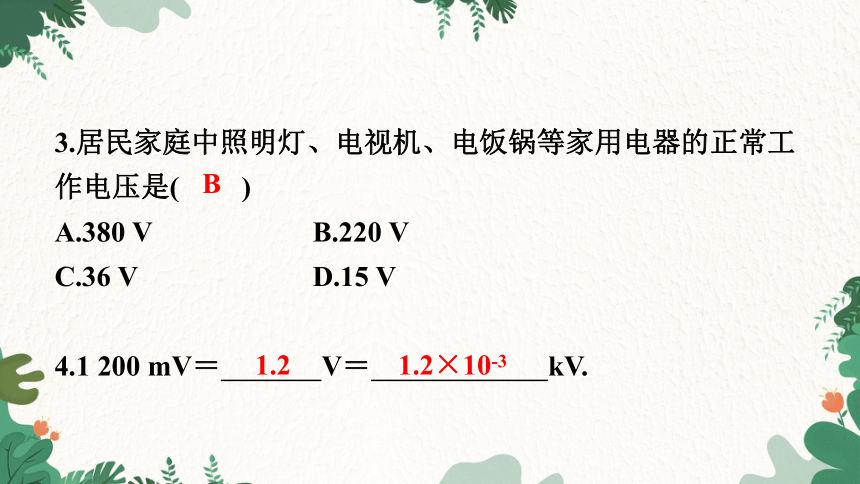 沪粤版物理九年级上册 13.5 怎样认识和测量电压习题课件(共15张PPT)