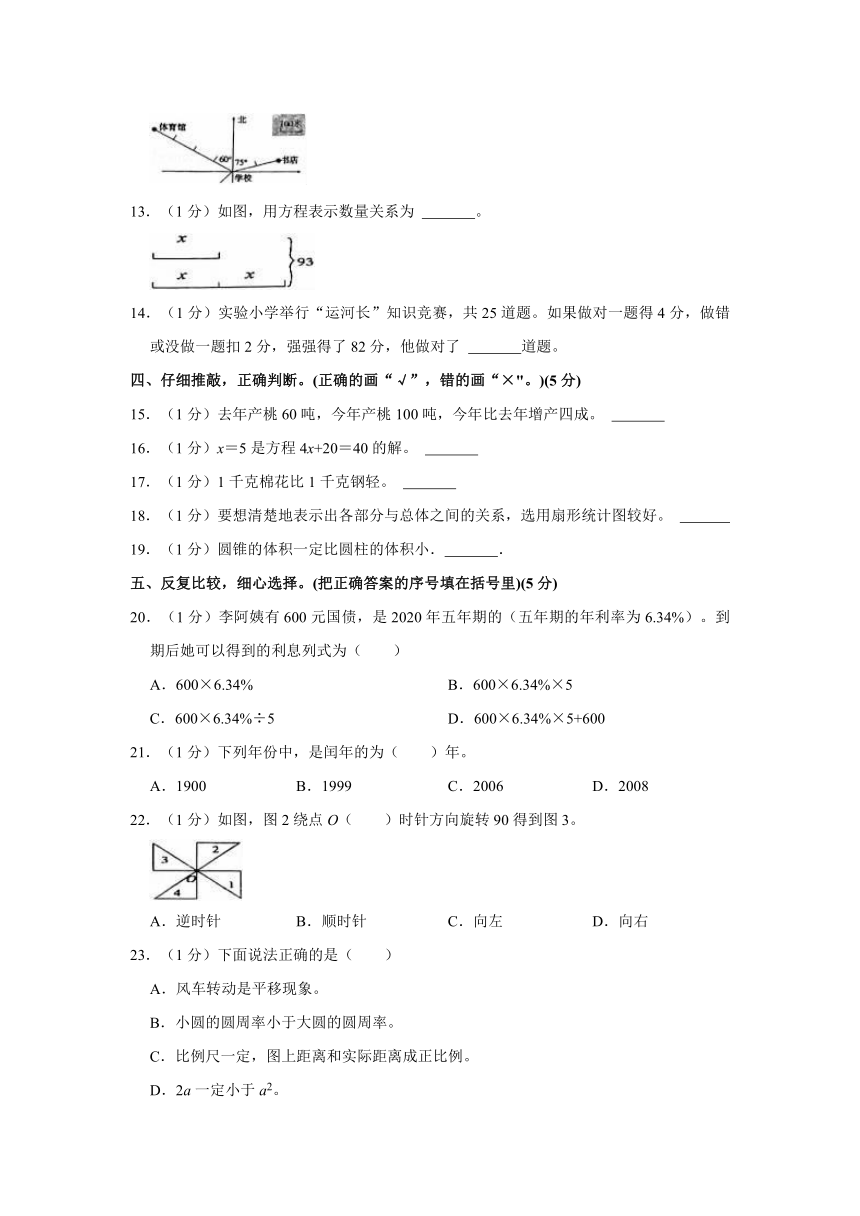 2022年山东省枣庄市台儿庄区小升初数学试卷（含答案）