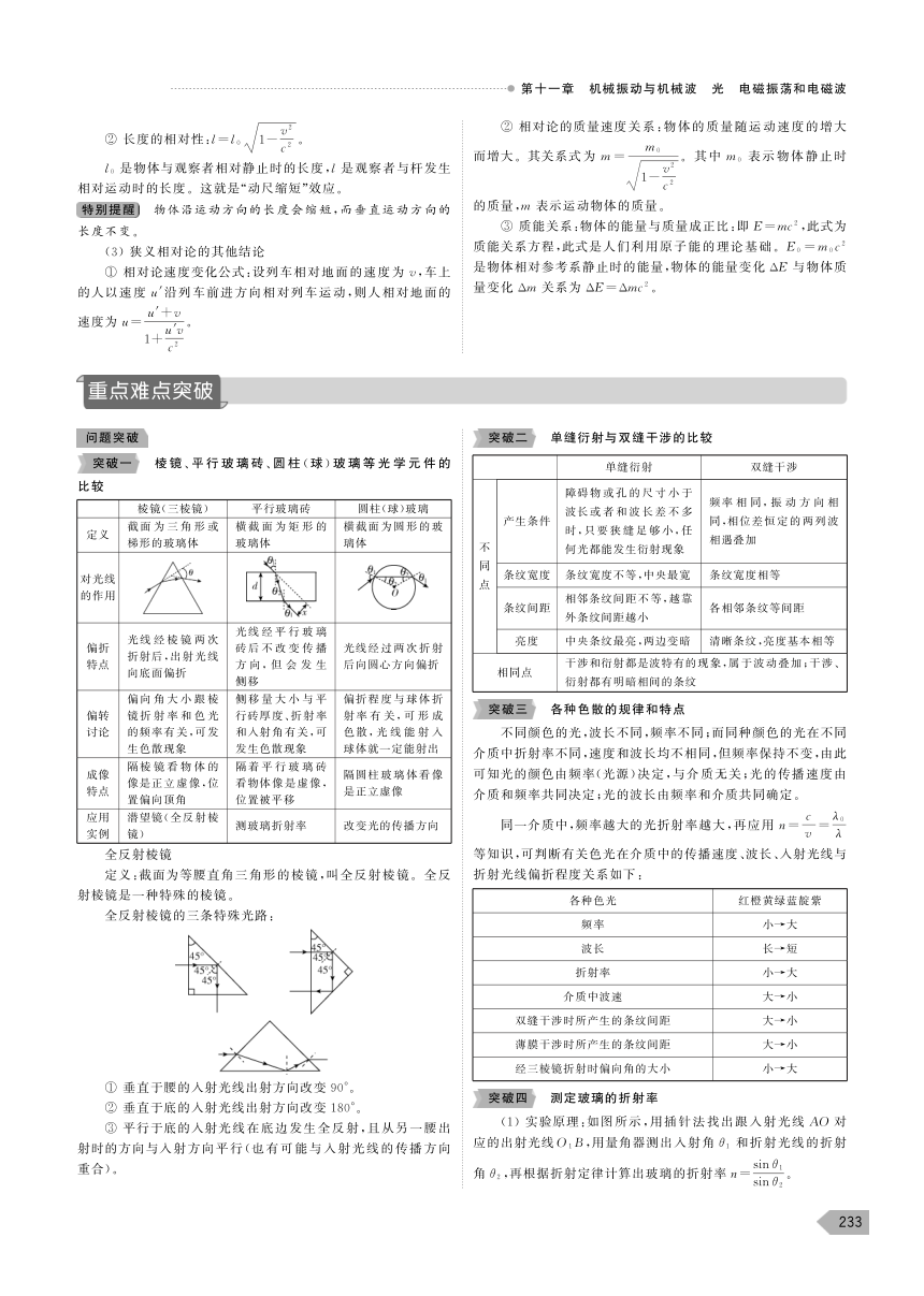 高考物理总复习  第十一章 机械振动与机械波 光 电磁振荡和电磁波 第二讲 几何光学、物理光学、电磁波和相对论  精讲精练