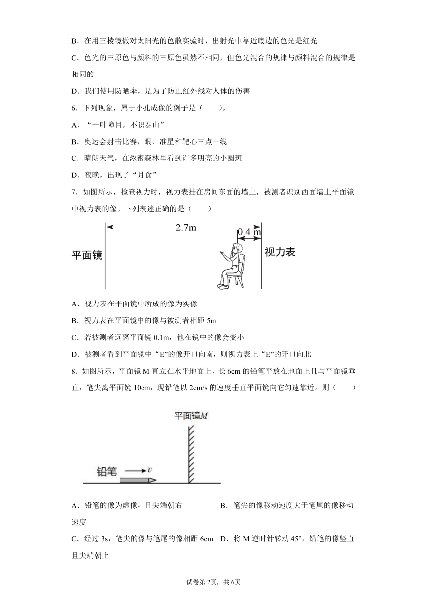 第三章光现象同步强化（1）2021-2022学年苏科版物理八年级上册（含答案）