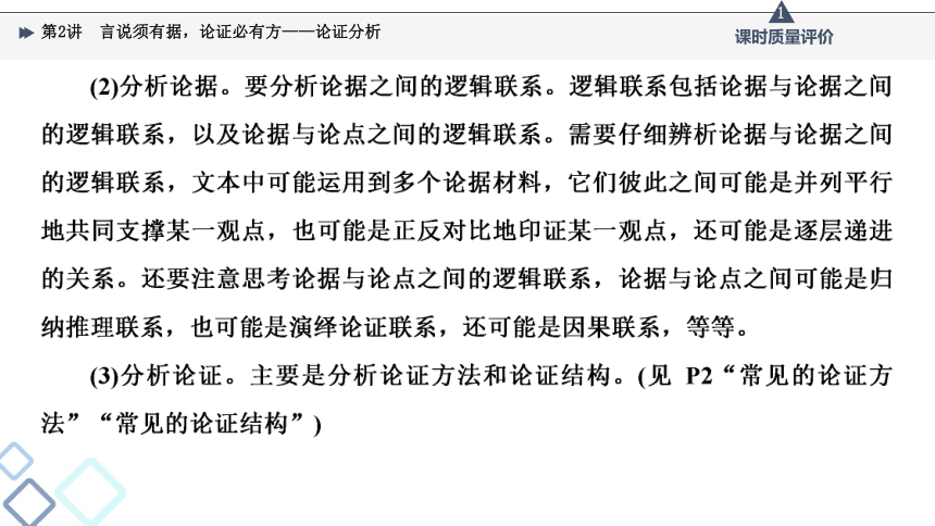 2022届高考二轮复习第1部分 专题1　第2讲　言说须有据，论证必有方——论证分析（课件29张）