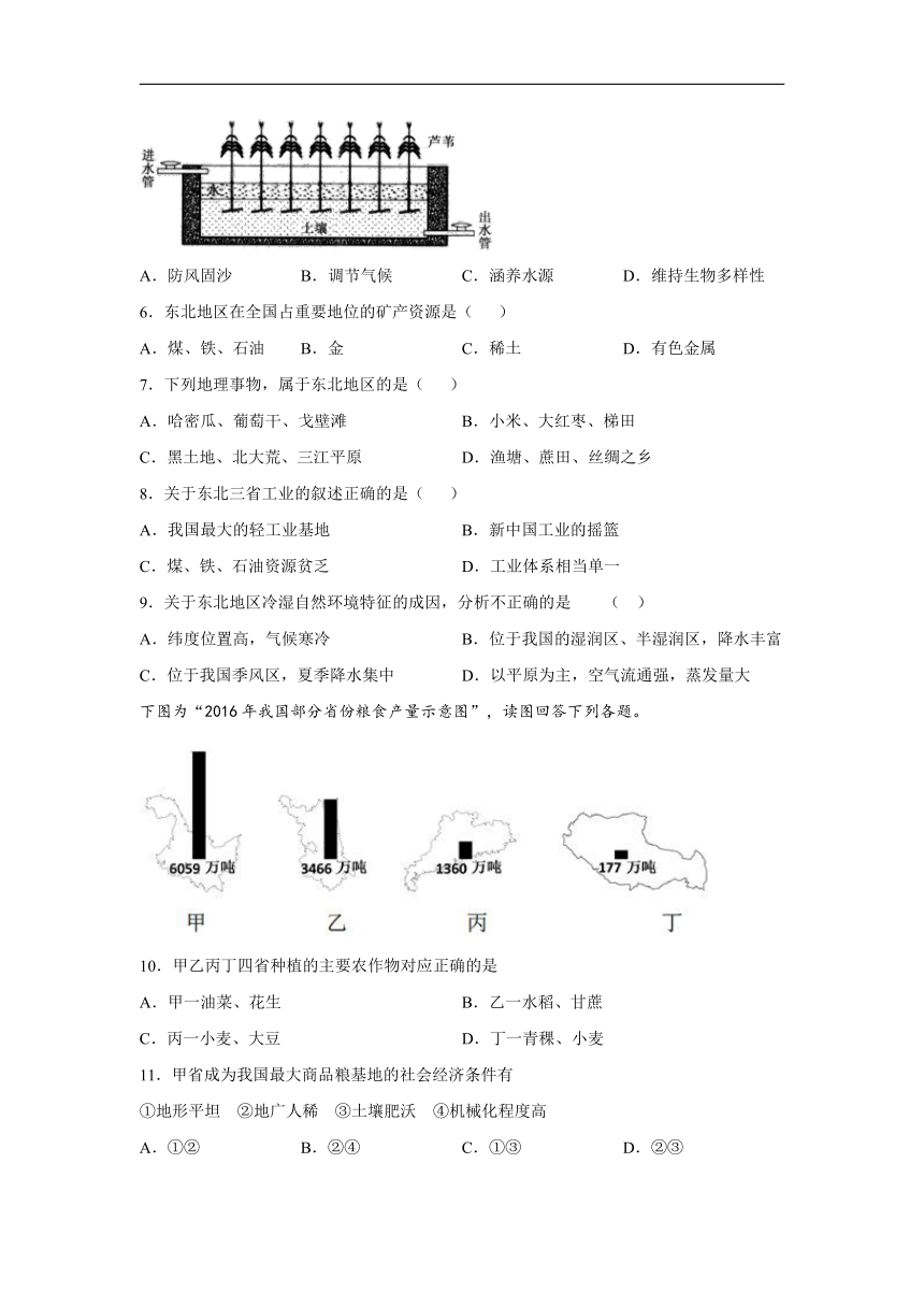 人教版（新课程标准）初中地理八下：6.2“白山黑水”——东北三省 能力达标测试（word版附解析）