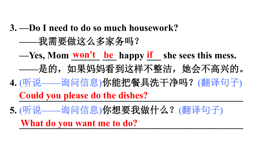 Unit 3 Could you please clean your room? Period 1 Section A (1a～2d) 知识点 课件(共21张PPT) 2023-2024学年人教版英语