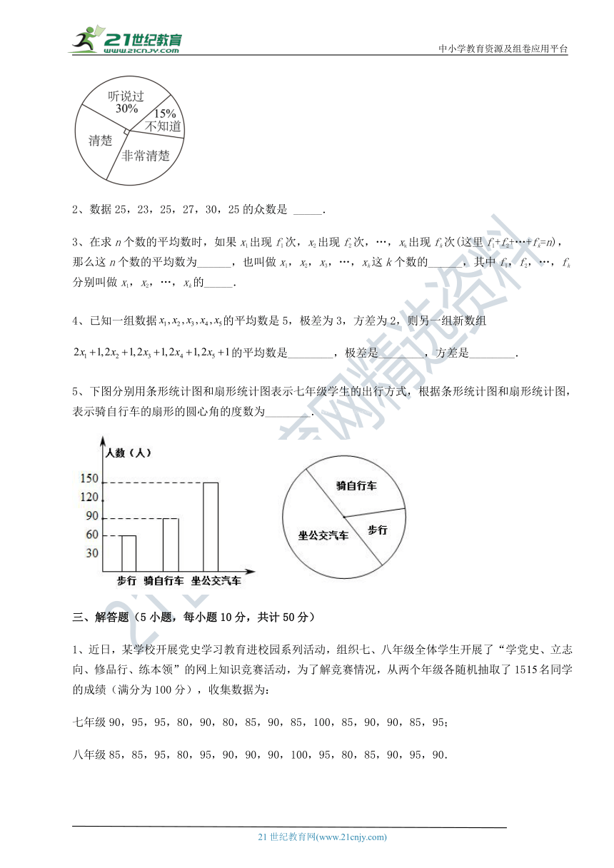 沪教版(上海)九年级数学第二学期第二十八章统计初步专项练习练习题(精选含解析)