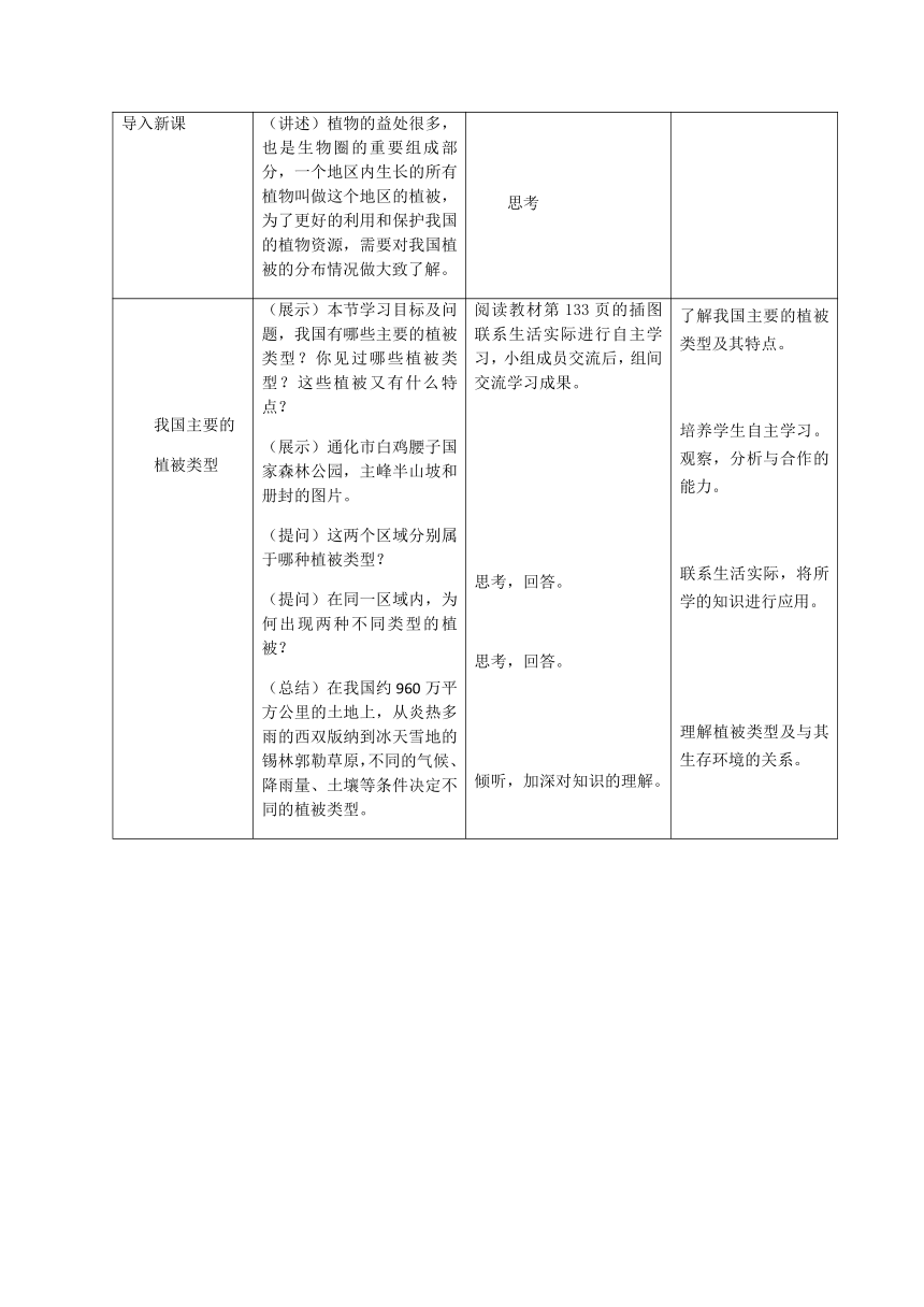 3.6爱护植被，绿化祖国教案2022--2023学年人教版生物七年级上册