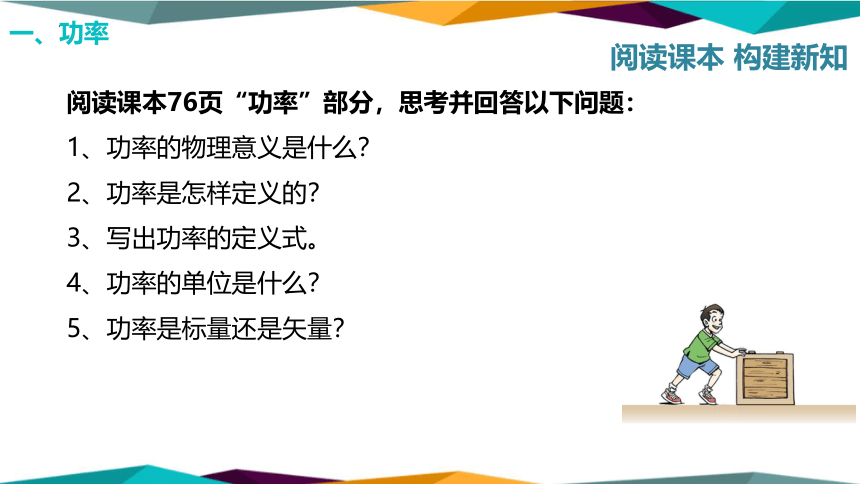 8.1.2功与功率-功率课件(共23张PPT)高一下学期物理人教版（2019）必修第二册