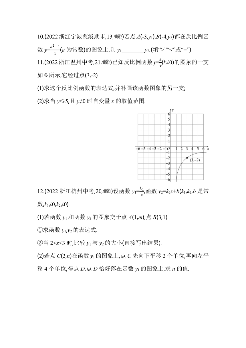 浙教版数学八年级下册6.2.2反比例函数的图象和性质2同步练习（含解析）