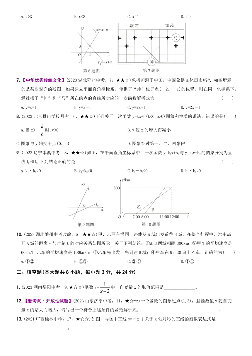 第十九章 一次函数（通关检测） 2023—2024学年人教版数学八年级下册  含解析