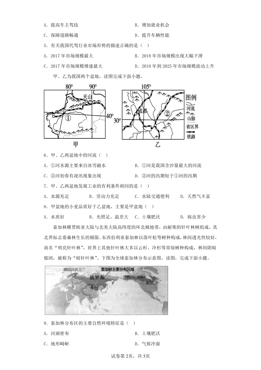 2022-2023学年届四川省宜宾市高考二模地理模拟练习卷（含解析）