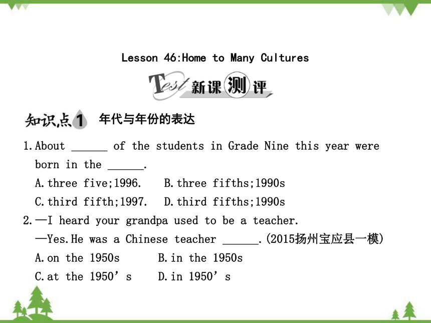 Unit 8 Lesson 46 Home to Many Cultures  习题课件(共13张PPT)