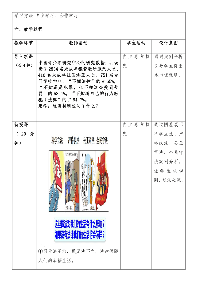 10.2我们与法律同行 教案（表格式）