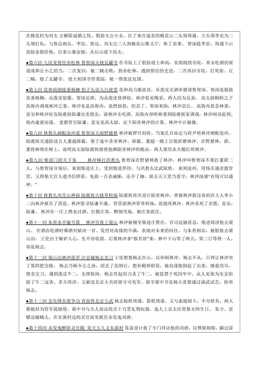 【机构专用】《水浒传》1-120回  讲义  八年级升九年级语文暑假辅导（学案）