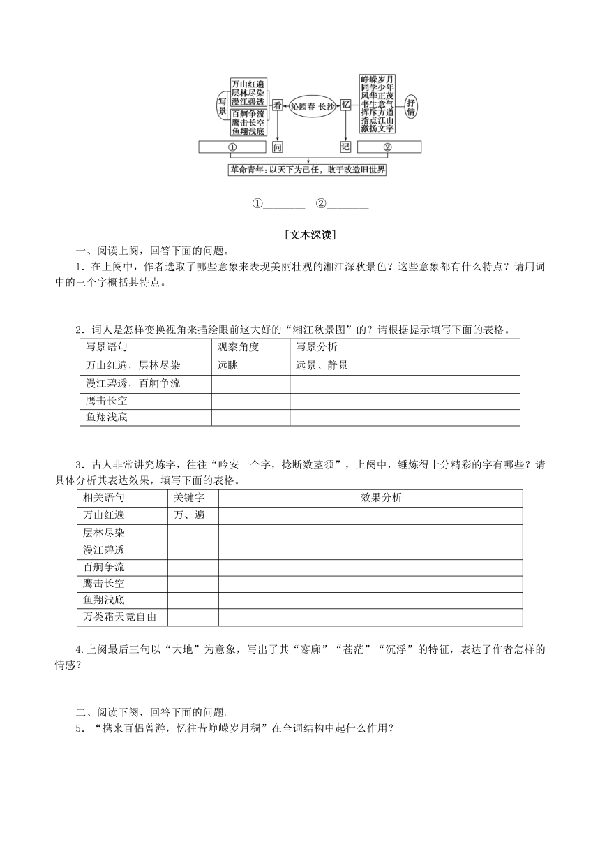 2021-2022学年高中语文统编版（2019）必修上册1.《沁园春·长沙》-学案