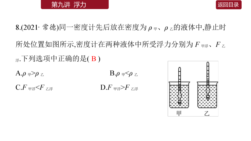 【中考2022】初中物理一轮真题精练 09浮力 习题课件（44张PPT）