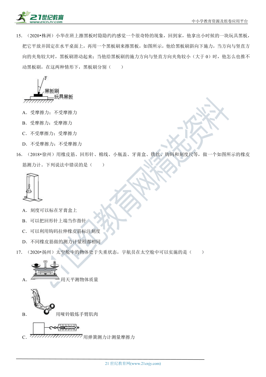 第8章 力-2020-2021学年八年级物理下册疑难易错必刷题汇编（有解析）